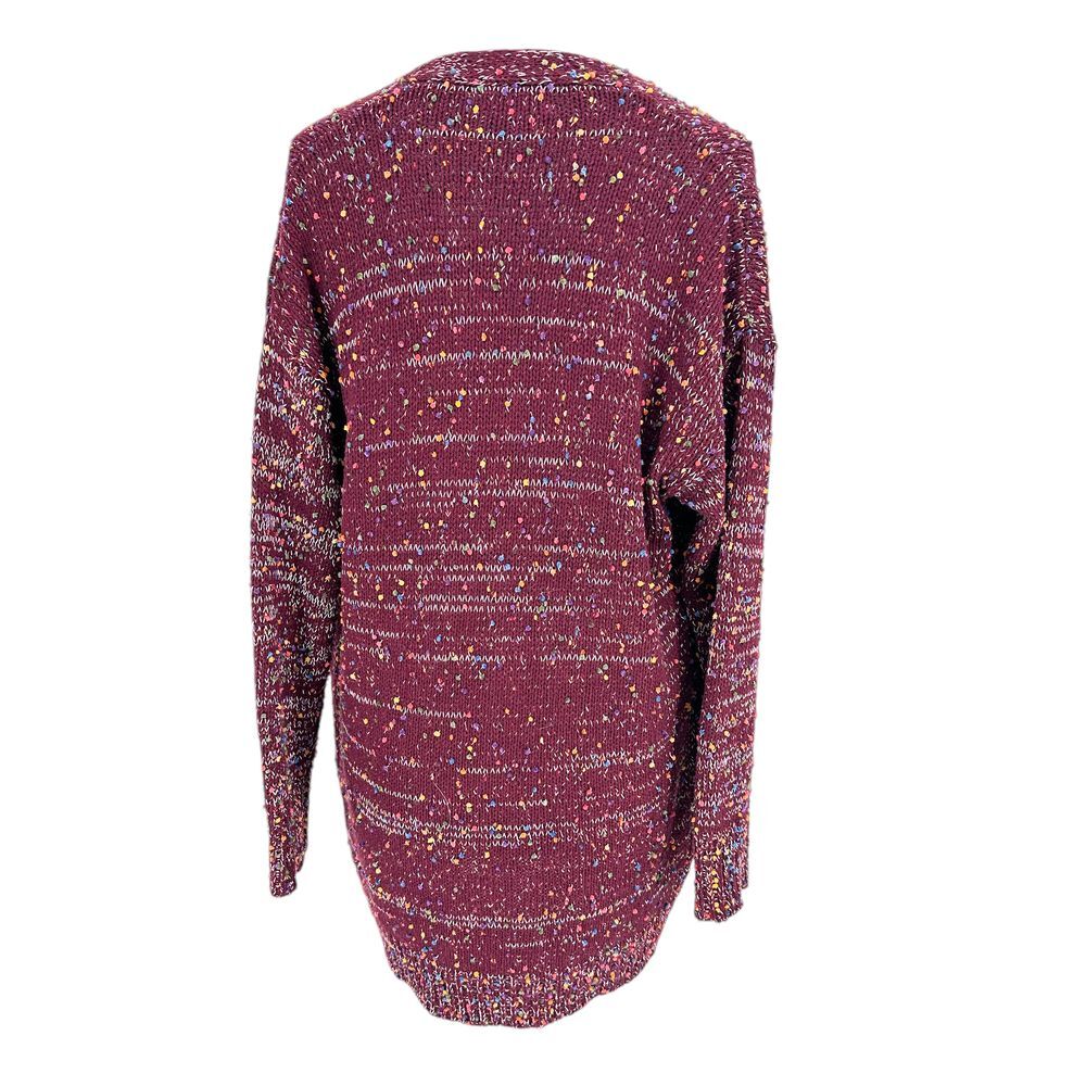 Blakely Burgundy Speckled Knit Open‎ Front Cardigan Sweater Long OS - Picture 2 of 7